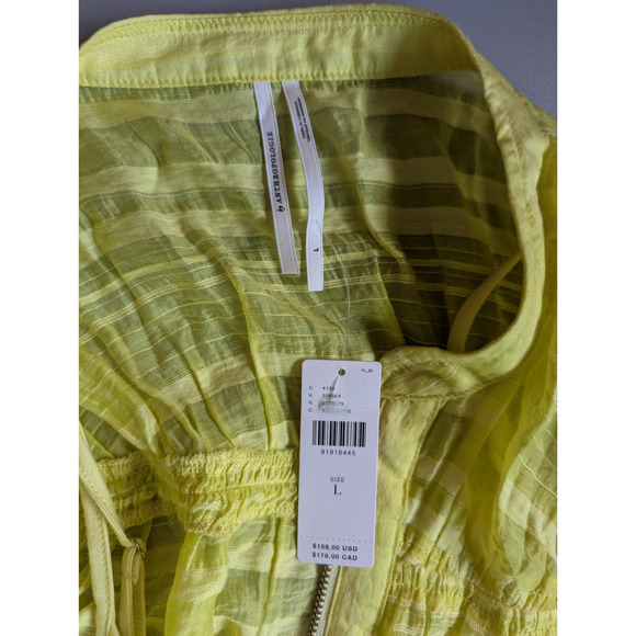 NWT By Anthropologie Long-Sleeve Zip-Front Oversize Mini Dress Sz L Yellow ND470 - Picture 7 of 10